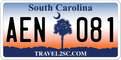 SC license plate AEN081