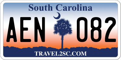 SC license plate AEN082