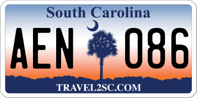 SC license plate AEN086
