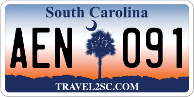 SC license plate AEN091