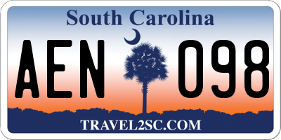 SC license plate AEN098