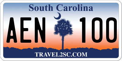 SC license plate AEN100