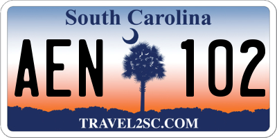 SC license plate AEN102