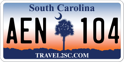 SC license plate AEN104