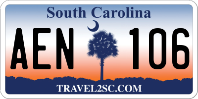 SC license plate AEN106