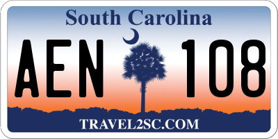 SC license plate AEN108