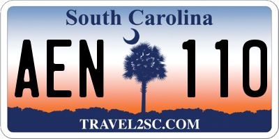 SC license plate AEN110