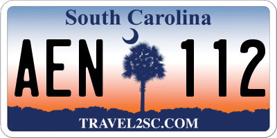 SC license plate AEN112