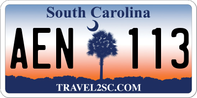 SC license plate AEN113