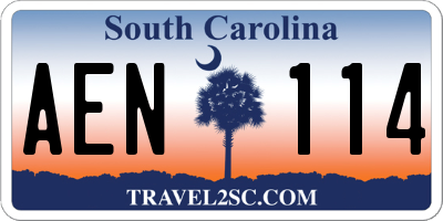 SC license plate AEN114
