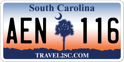 SC license plate AEN116