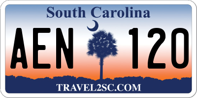 SC license plate AEN120