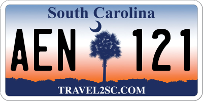 SC license plate AEN121