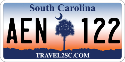 SC license plate AEN122