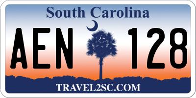 SC license plate AEN128