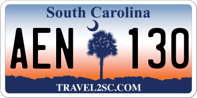 SC license plate AEN130