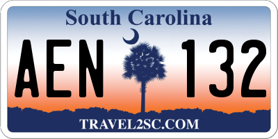 SC license plate AEN132