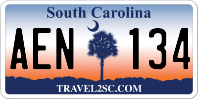 SC license plate AEN134