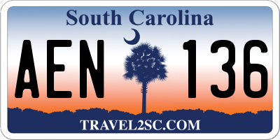SC license plate AEN136