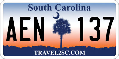 SC license plate AEN137