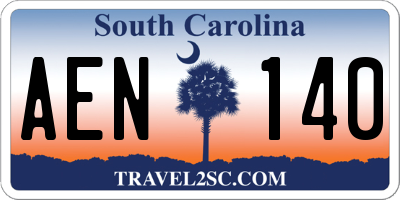 SC license plate AEN140