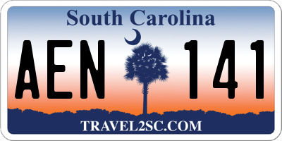 SC license plate AEN141
