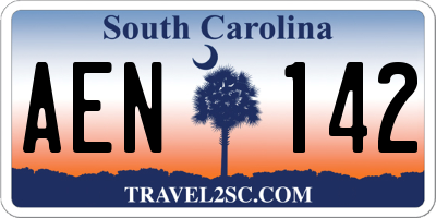 SC license plate AEN142