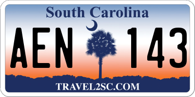 SC license plate AEN143