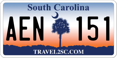 SC license plate AEN151