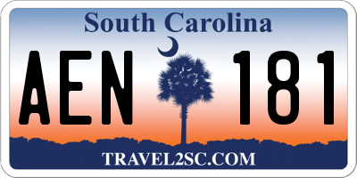 SC license plate AEN181