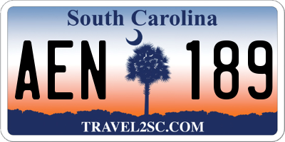 SC license plate AEN189