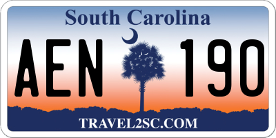 SC license plate AEN190