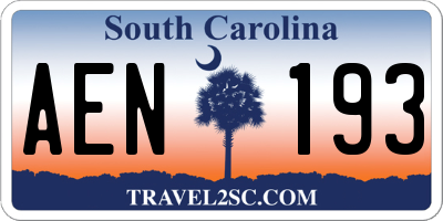 SC license plate AEN193