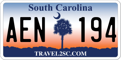 SC license plate AEN194
