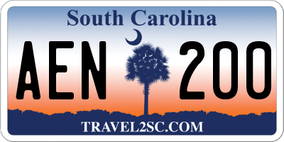 SC license plate AEN200