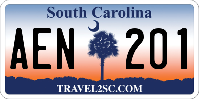 SC license plate AEN201