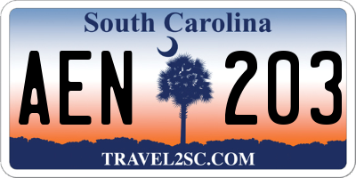 SC license plate AEN203