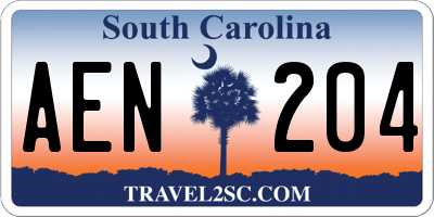 SC license plate AEN204