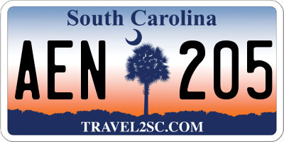 SC license plate AEN205