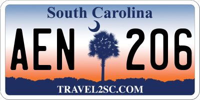 SC license plate AEN206