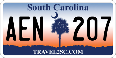 SC license plate AEN207