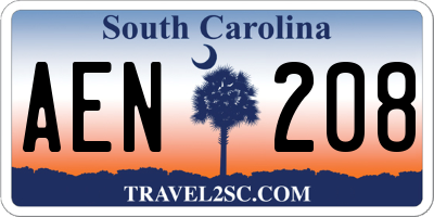 SC license plate AEN208