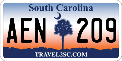 SC license plate AEN209