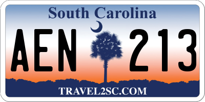 SC license plate AEN213