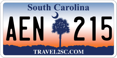 SC license plate AEN215