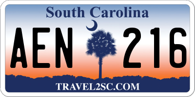SC license plate AEN216
