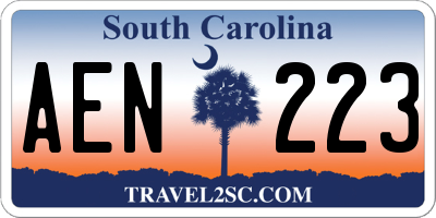 SC license plate AEN223