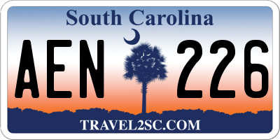 SC license plate AEN226
