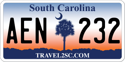 SC license plate AEN232