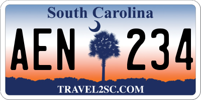 SC license plate AEN234